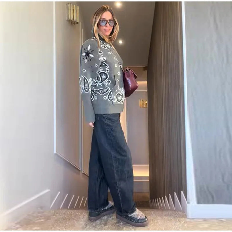 Graciela - Cárdigan de mujer con cremallera y estampado jacquard