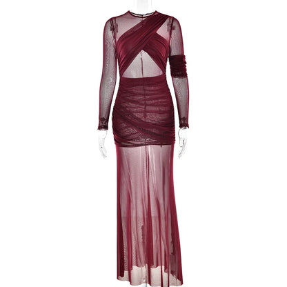Gabriela - Elegante vestido de fiesta de malla transparente