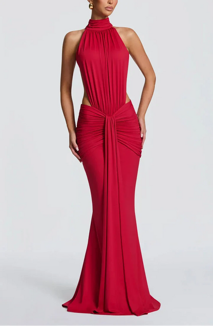 Daniela - Vestido largo de cuello alto sin espalda para mujer