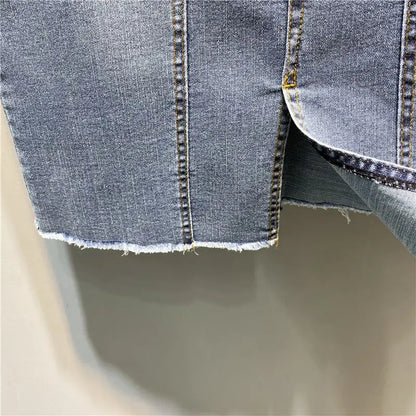 Irina - Falda midi vaquera de corte A de estilo vintage