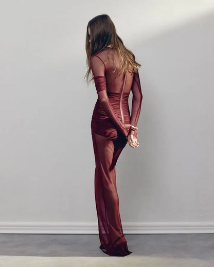 Gabriela - Elegante vestido de fiesta de malla transparente