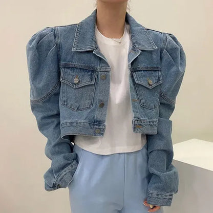 Sofia - Chaqueta vaquera vintage con mangas abullonadas