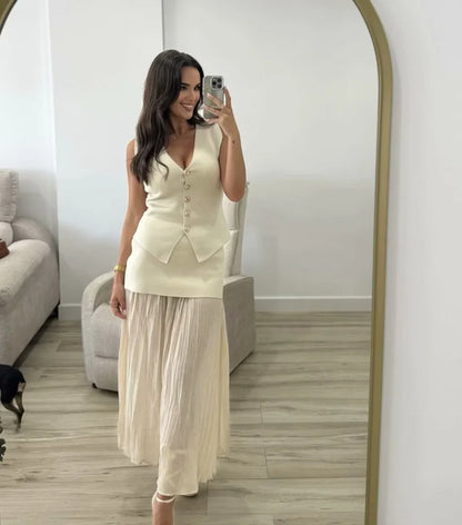 Yanira - Chaleco de punto sin mangas para mujer