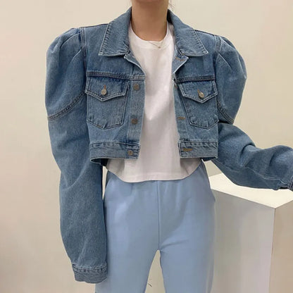 Sofia - Chaqueta vaquera vintage con mangas abullonadas