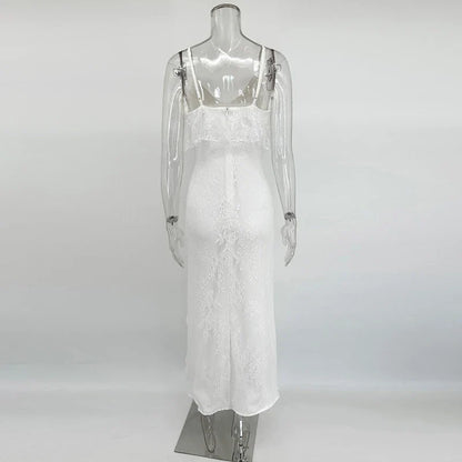 Gemma - Vestido largo con tirantes y volantes para mujer