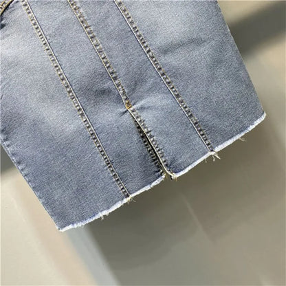 Irina - Falda midi vaquera de corte A de estilo vintage