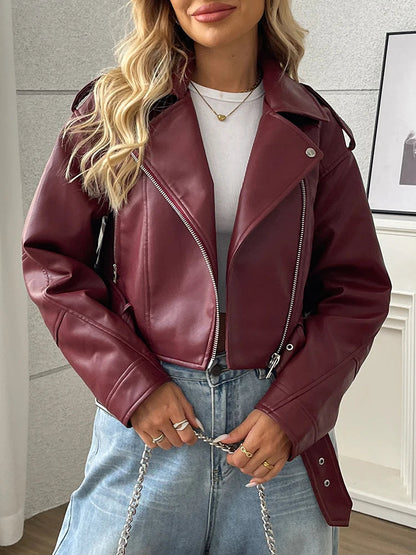 Chaqueta motera con cinturón