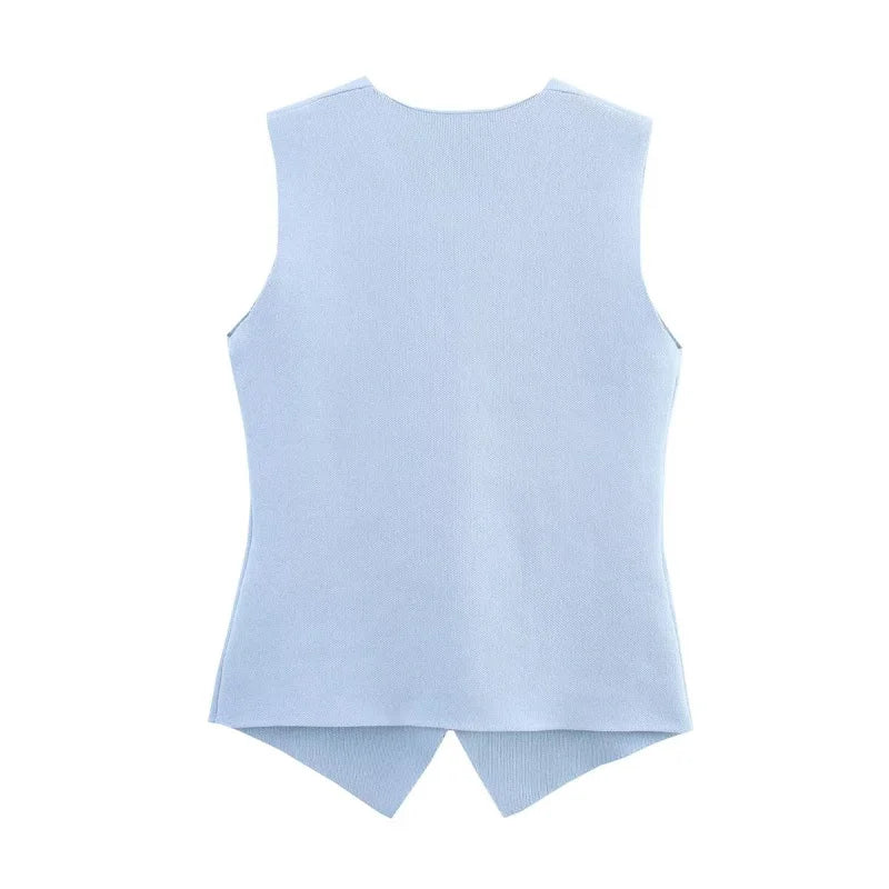 Yanira - Chaleco de punto sin mangas para mujer
