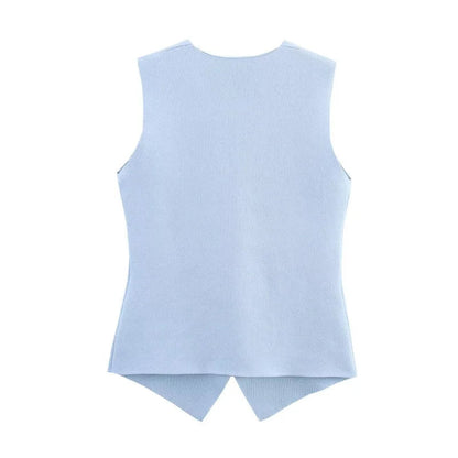 Yanira - Chaleco de punto sin mangas para mujer