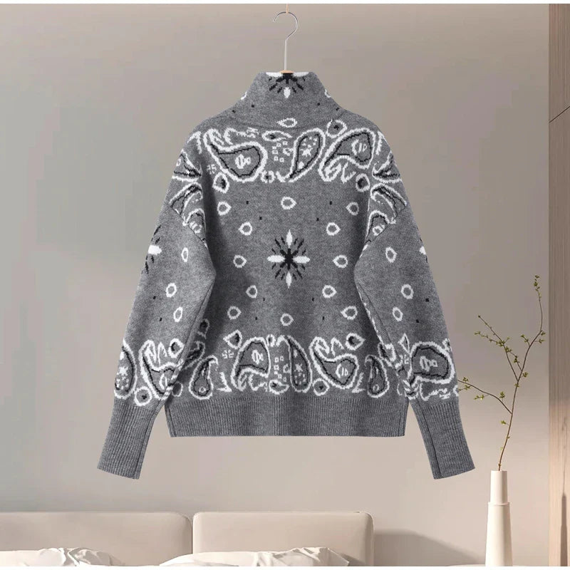 Graciela - Cárdigan de mujer con cremallera y estampado jacquard