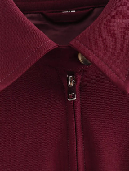 Barbara - Chaqueta de lona con cremallera en color burdeos