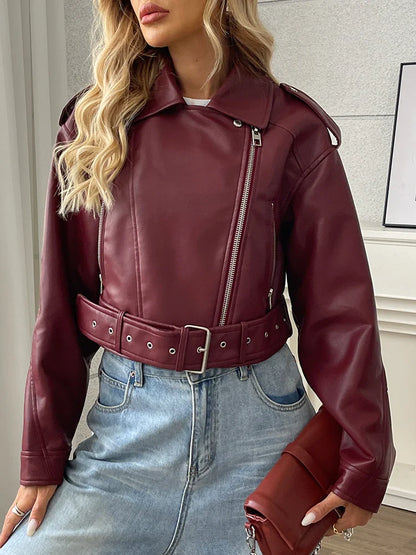 Chaqueta motera con cinturón