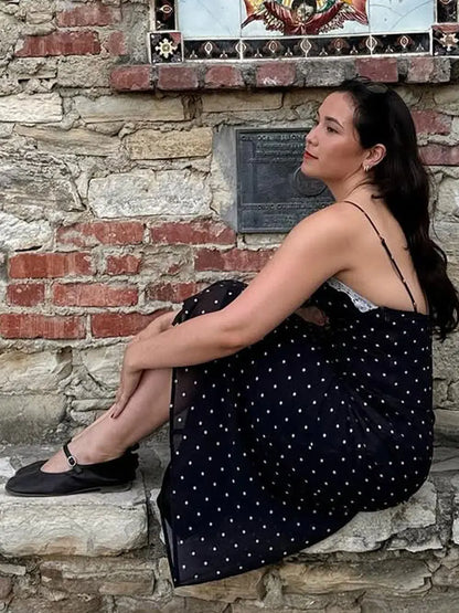 Sofia - Vestido largo de mujer con cuello en V y encaje