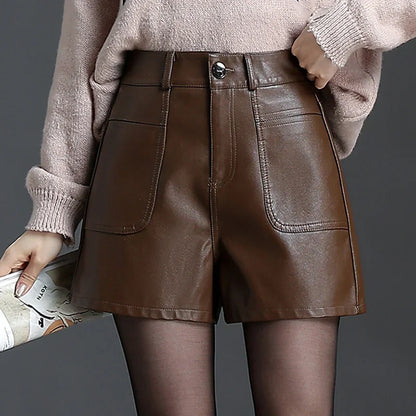 Maika - Bermudas de cuero para mujer