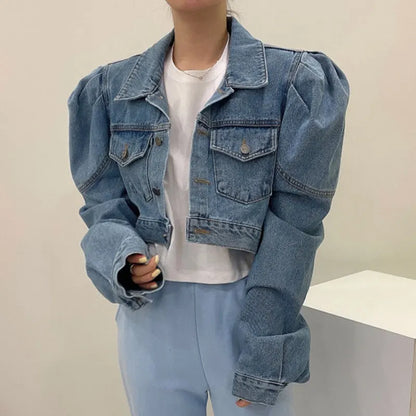 Sofia - Chaqueta vaquera vintage con mangas abullonadas