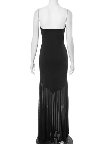 Helena - Vestido largo sin tirantes con fruncidos para mujer