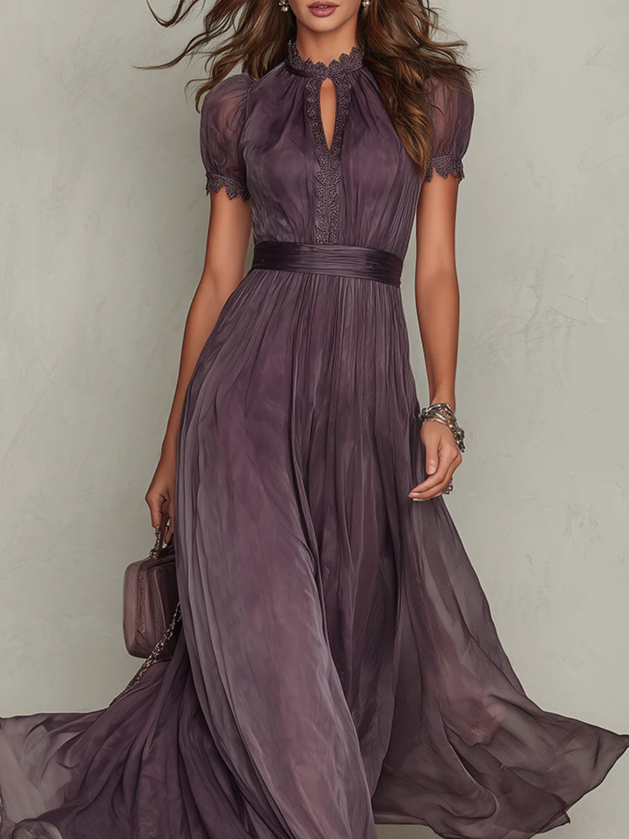 Vanesa - Elegante vestido largo con detalles de encaje