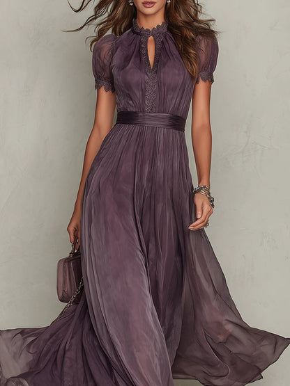 Vanesa - Elegante vestido largo con detalles de encaje