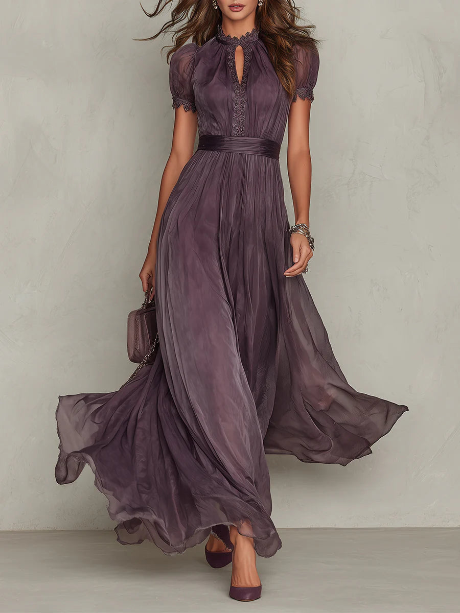 Vanesa - Elegante vestido largo con detalles de encaje