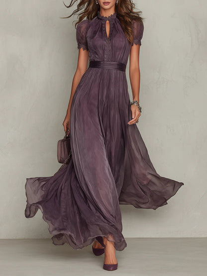 Vanesa - Elegante vestido largo con detalles de encaje