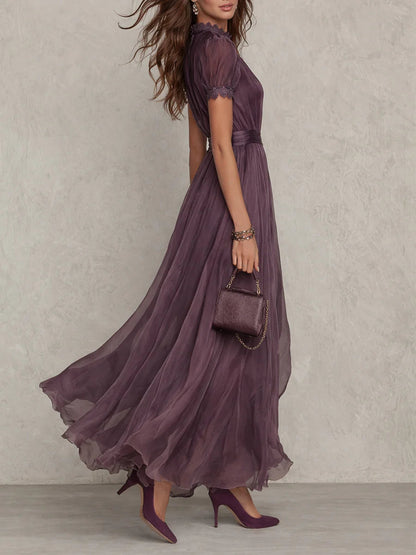 Vanesa - Elegante vestido largo con detalles de encaje