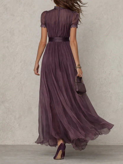 Vanesa - Elegante vestido largo con detalles de encaje