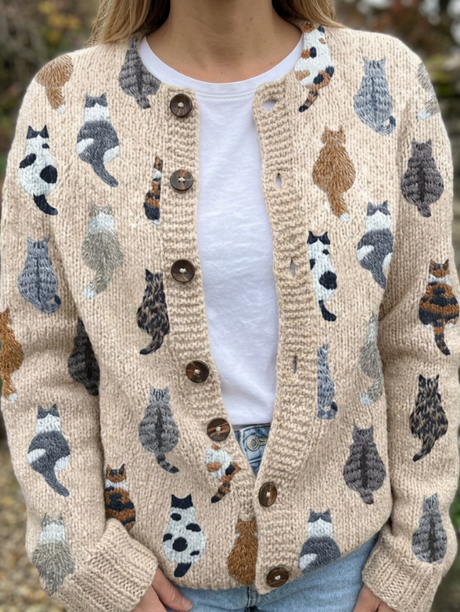 Carlota | Chaqueta de Punto con Gatitos