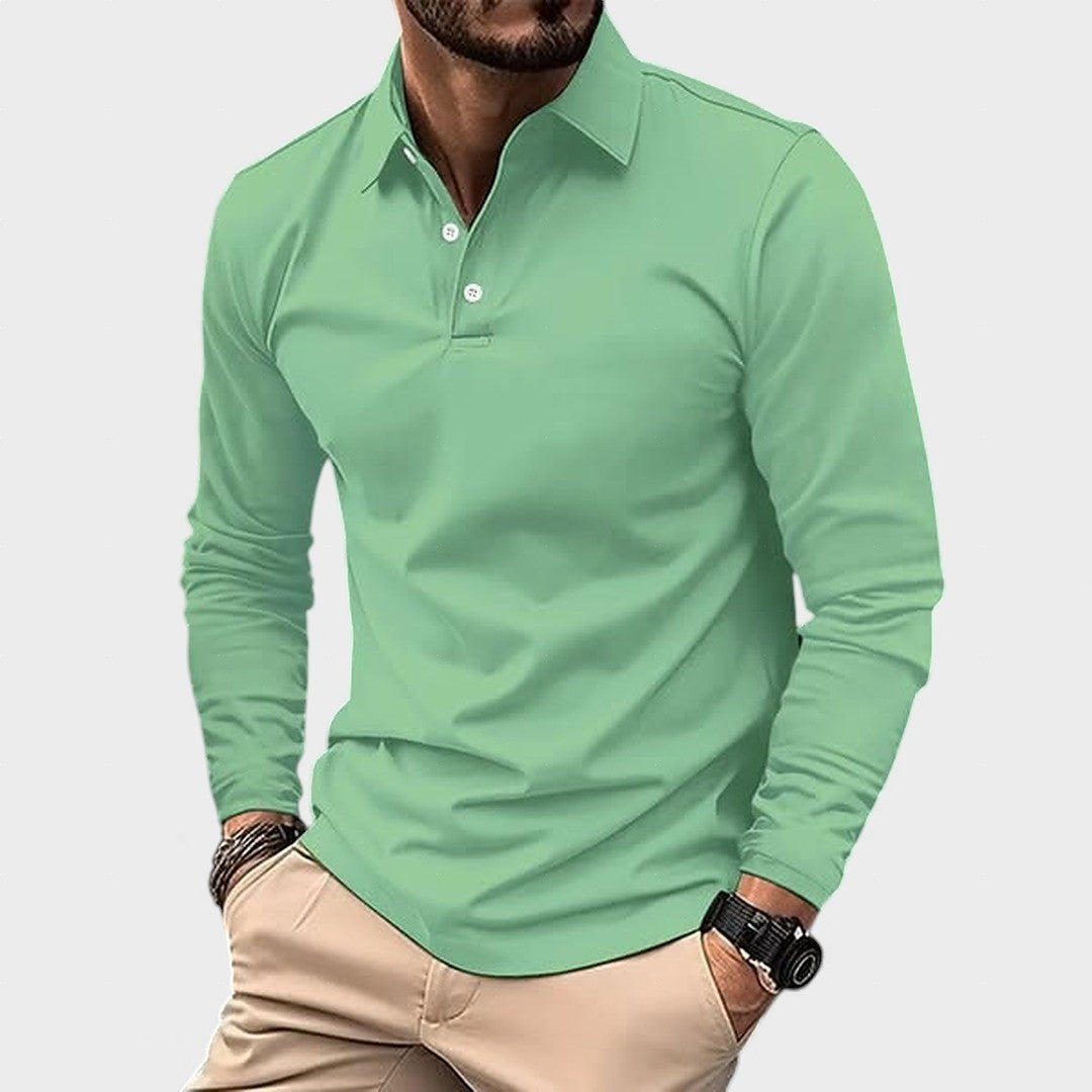 Guillermo - Polo casual de manga larga verde