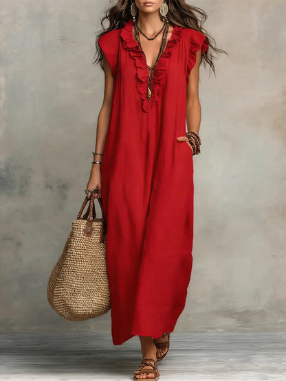 Noelia - Vestido boho de lino y algodón