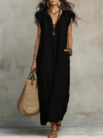 Noelia - Vestido boho de lino y algodón