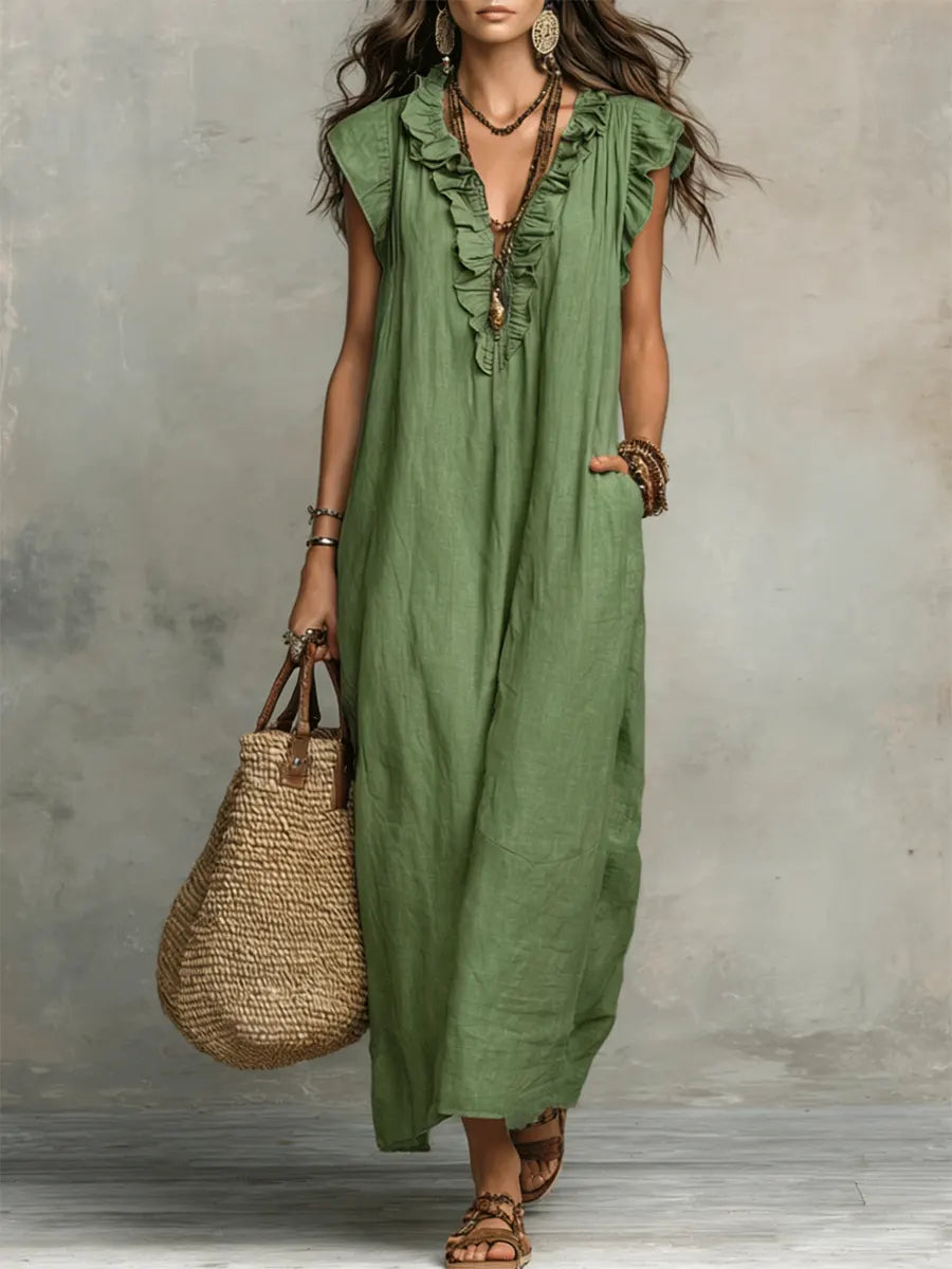 Noelia - Vestido boho de lino y algodón