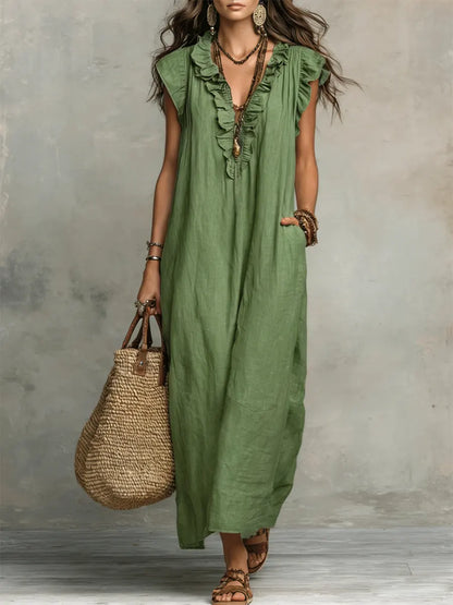 Noelia - Vestido boho de lino y algodón