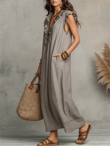 Noelia - Vestido boho de lino y algodón