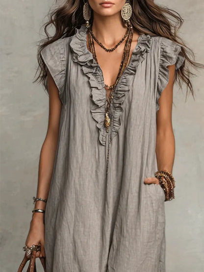 Noelia - Vestido boho de lino y algodón