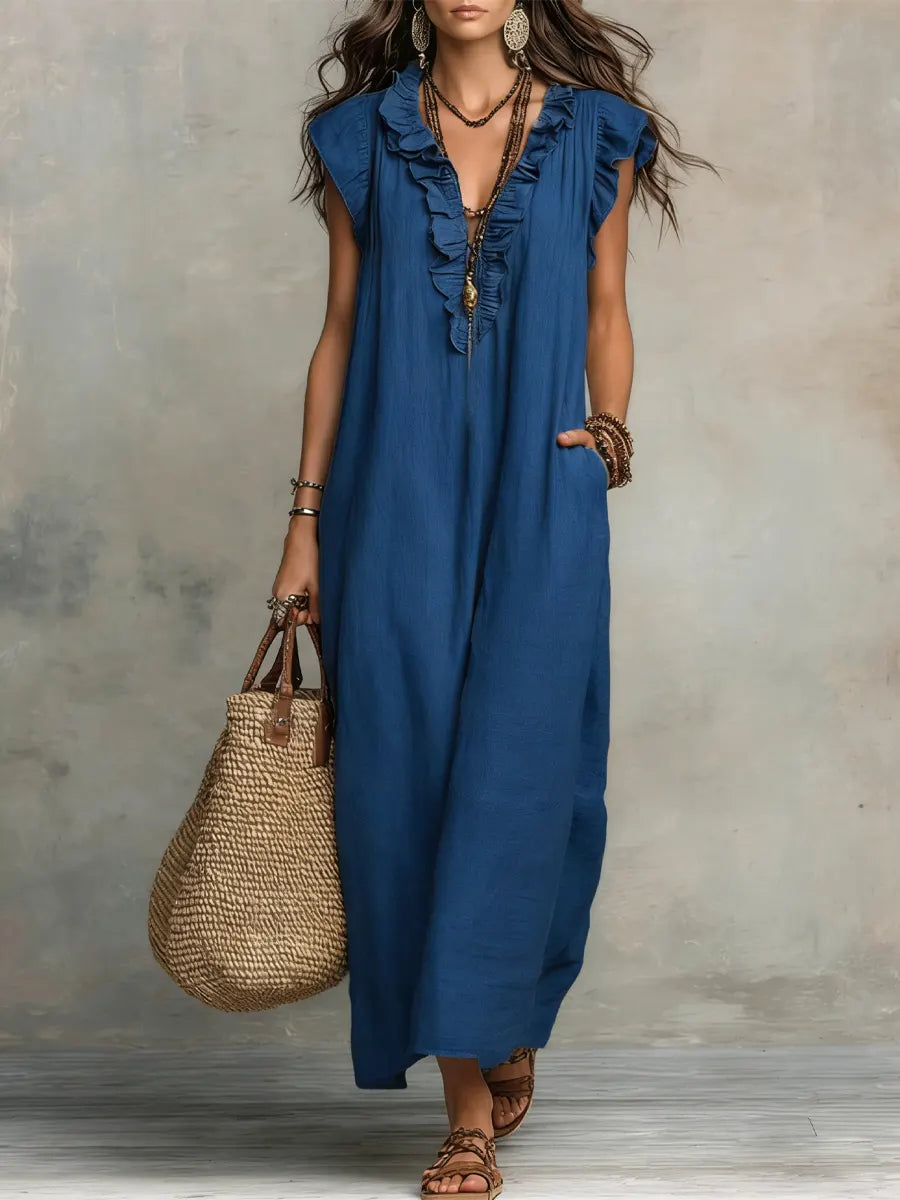 Noelia - Vestido boho de lino y algodón