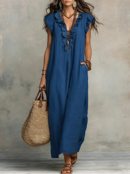 Noelia - Vestido boho de lino y algodón