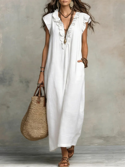 Noelia - Vestido boho de lino y algodón