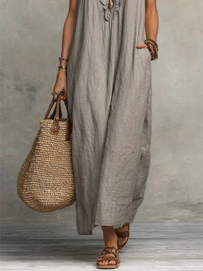 Noelia - Vestido boho de lino y algodón