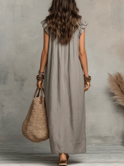 Noelia - Vestido boho de lino y algodón